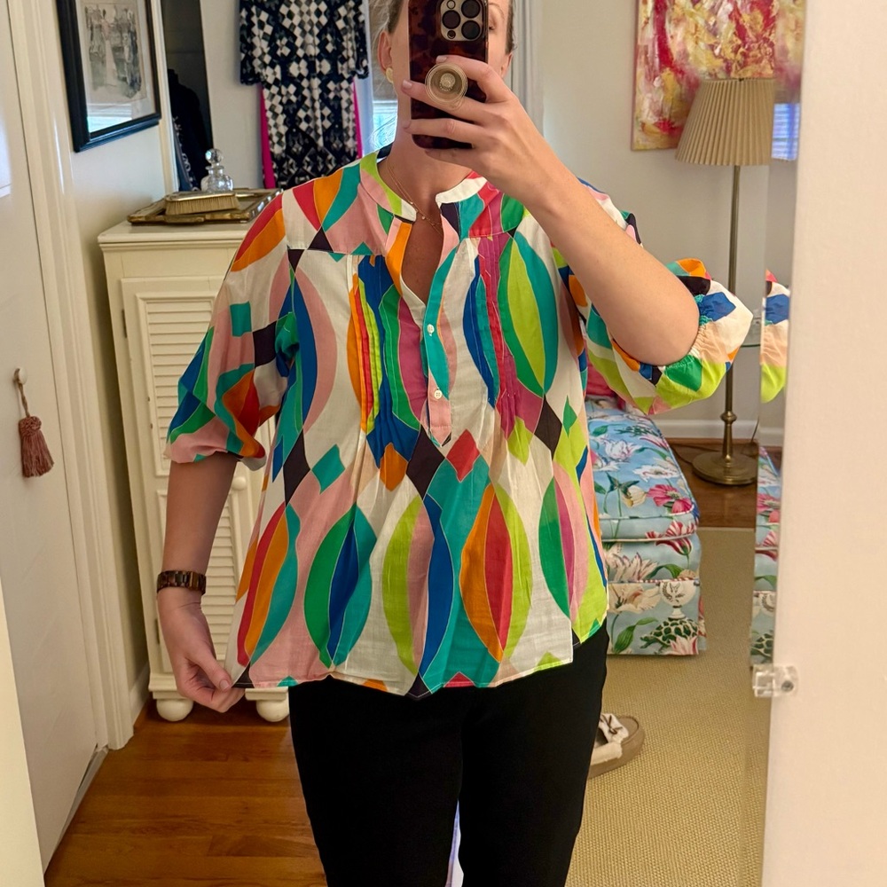 Vilagallo Multicolor Geometric Blouse
